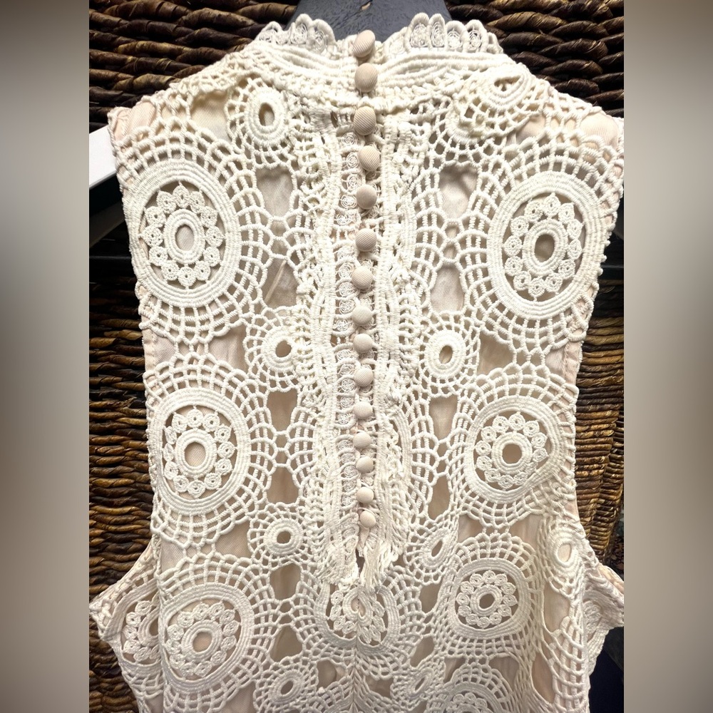 Free People, Cream‎ Dress, Lace , Size:6, Side belt - Picture 6 of 8